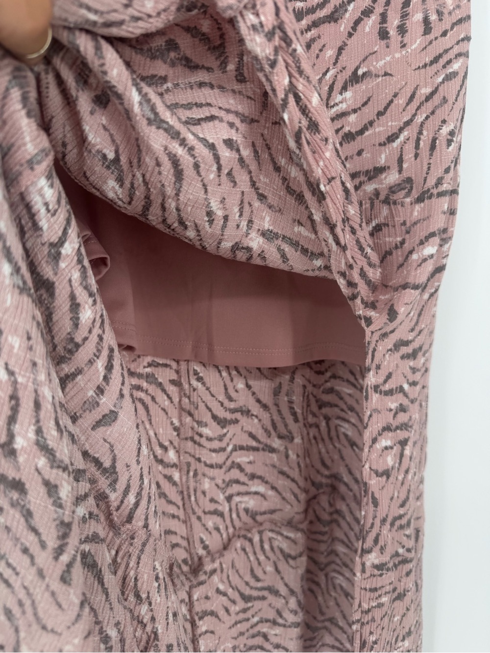 Nine West Dusty Pink Zebra Animal Print Tiered Maxi Skirt with Side Slit - Picture 3 of 9